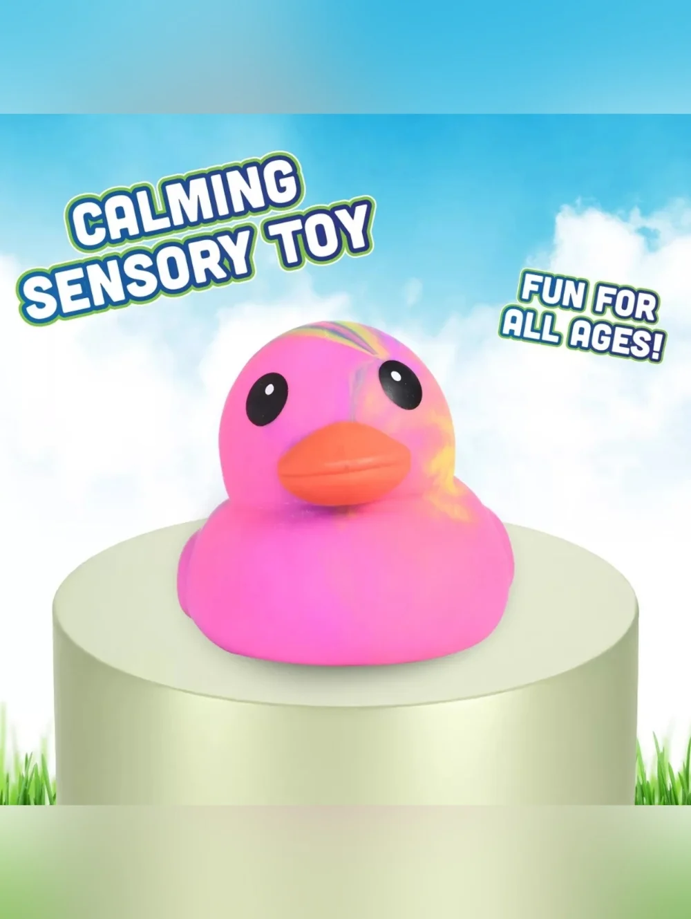 Squeeezy Jumbo Rainbow Tie Dye Squishy Duck 🐥 Viral Sensory Toy Hot Pink